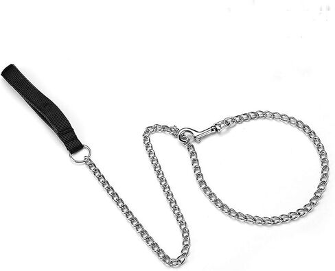 بيتيري زمام سلسلة معدني للكلاب مطلي بالكروم مع مقبض مبطن ناعم للكلاب الكبيرة/ اسود in Kuwait