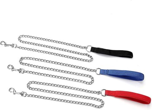 بيتيري زمام سلسلة معدني للكلاب مطلي بالكروم مع مقبض مبطن ناعم للكلاب الكبيرة/ اسود in Kuwait