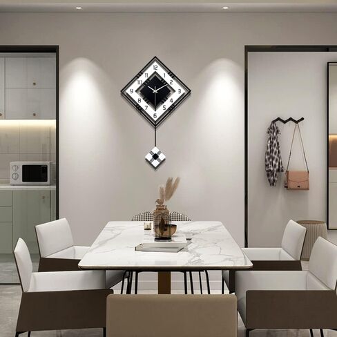 Lrfzhicg Large Wall Clock for Living Room Decor Pendulum Modern Kitchen Silent Big Wall Watch for Bedroom Black and White Decorative Office Non Ticking Battery Operated Wall Clock 25 Inch in Saudi Arabia