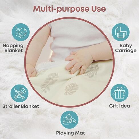 HAMUR Ultra-Soft Fleece Sherpa Baby Blanket for Boys & Girls (30x40 inches) Reversible Heavenly Plush Minky Toddler Blankets Unisex, Warm Fuzzy Baby Crib Blanket for Newborns, Infants, Nursery in Kuwait