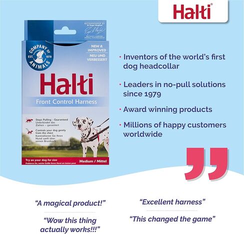 HALTI Front Control Harness, Size Medium, Bestselling Professional Dog Harness to Stop Pulling on the Lead, Easy to Use, Anti-Pull Training Aid, Front Leading No Pull Harness for Medium Dogs in Kuwait