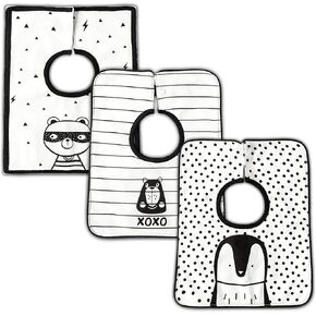 3 قطع من Zainpe مرايل تغذية قطنية من قطن الموسلين للطفل الدب البطريق مريلة رقبة محايدة ناعمة وماصة قابلة للغسل في الغسالة، ملابس التجشؤ للجنسين من عمر 0 ​​إلى 36 شهرًا للأطفال حديثي الولادة ويسيل لعابهم in Kuwait