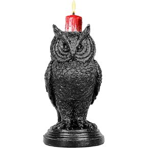 Owl Candle Holder Candle Halloween Gothic Figurine Holder Black Resin Candle Holder Candle Stand Halloween Candlestick Decoration for Home Garden in Kuwait