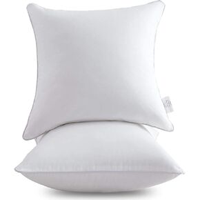 Leeden 18 x 18 Pillow Inserts (Set of 2) - Throw Pillow Inserts with 100% Cotton Cover - 18 Inch Square Interior Sofa Pillow Inserts - Decorative Pillow Insert Pair - White Couch Pillow