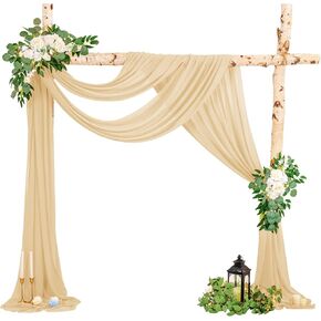 Wedding Arch Draping Fabric, 4 Panels 28" x20ft Dusty Blue Sheer Chiffon Curtain Drapes for Wedding Drapes Sheer Backdrop Curtains for Wedding Ceremony Reception Party Decoration in Kuwait