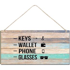 Keys Wallet Phone Glasses Front Door Decorations for All Seasons Funny Wooden Front Porch Decor Hanging Housewarming Gift 12X6 Inch in Saudi Arabia
