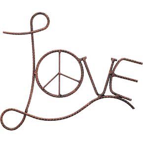 Metal Love/Peace Sign Wall Decor Art - 11" Rustic Hippie Plaque - Rustic Copper Finish in Saudi Arabia