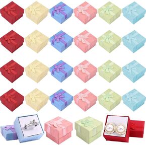 Croudoa 24 Pcs Gift Box Set,Assorted Color Jewelry Boxes,Small Hard Gift Box for Ring Earring,Jewelry Gift Boxes with Ribbon Bowknot,Cardboard Ring Boxes for Birthdays Anniversaries Weddings,6 Colors in Saudi Arabia