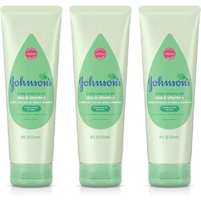 Johnsons Baby Creamy Oil Aloe Vera & Vitamin-E 8 Ounce (236ml) (3 Pack) in Saudi Arabia