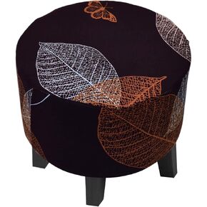 CRFATOP Printed Round Ottoman Covers Slipcover Stretch Footstool Protector Covers Soft Footrest Ottoman Seating Ottoman Throw Cover with Elastic Bottom for Living Room Indoor Outdoor,M,01 in Kuwait