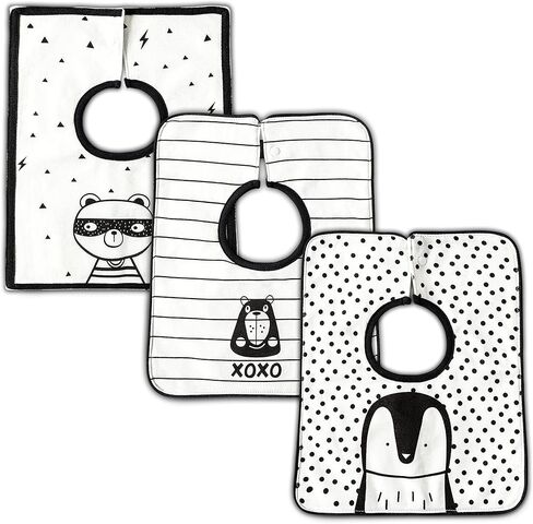 3 قطع من Zainpe مرايل تغذية قطنية من قطن الموسلين للطفل الدب البطريق مريلة رقبة محايدة ناعمة وماصة قابلة للغسل في الغسالة، ملابس التجشؤ للجنسين من عمر 0 ​​إلى 36 شهرًا للأطفال حديثي الولادة ويسيل لعابهم in Kuwait