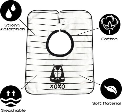 3 قطع من Zainpe مرايل تغذية قطنية من قطن الموسلين للطفل الدب البطريق مريلة رقبة محايدة ناعمة وماصة قابلة للغسل في الغسالة، ملابس التجشؤ للجنسين من عمر 0 ​​إلى 36 شهرًا للأطفال حديثي الولادة ويسيل لعابهم in Kuwait