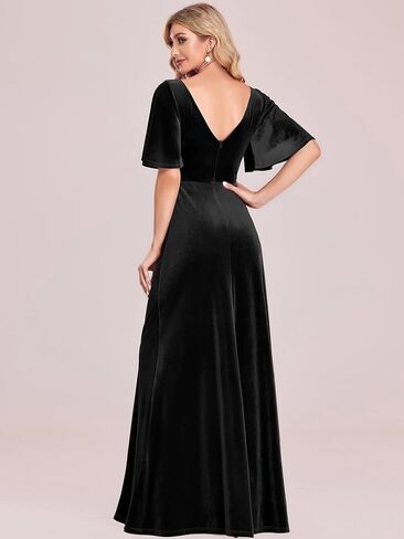 Ever-Pretty Women's Velvet Retro V-Neck Wrap Maxi Formal Dresses 0861-USA in Saudi Arabia