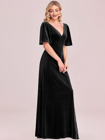 Ever-Pretty Women's Velvet Retro V-Neck Wrap Maxi Formal Dresses 0861-USA in Saudi Arabia