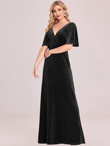 Ever-Pretty Women's Velvet Retro V-Neck Wrap Maxi Formal Dresses 0861-USA in Saudi Arabia