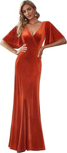 Ever-Pretty Women's Velvet Retro V-Neck Wrap Maxi Formal Dresses 0861-USA in Saudi Arabia
