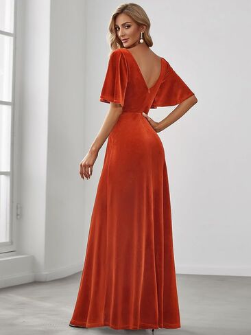 Ever-Pretty Women's Velvet Retro V-Neck Wrap Maxi Formal Dresses 0861-USA in Saudi Arabia