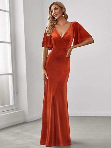 Ever-Pretty Women's Velvet Retro V-Neck Wrap Maxi Formal Dresses 0861-USA in Saudi Arabia