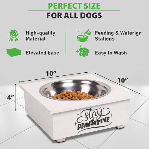 Pet Bowl with Stand Single - Food Bowls for All Dogs with Wooden Stand | Water Feeder with Stainless Steel Feet Tray in Saudi Arabia