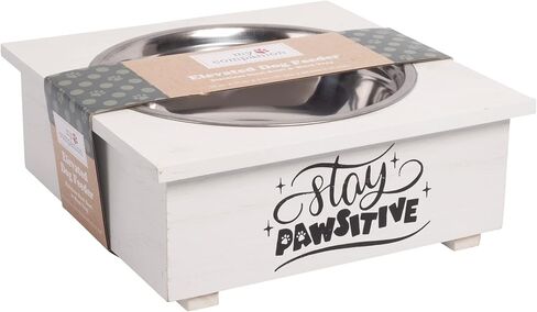Pet Bowl with Stand Single - Food Bowls for All Dogs with Wooden Stand | Water Feeder with Stainless Steel Feet Tray in Saudi Arabia