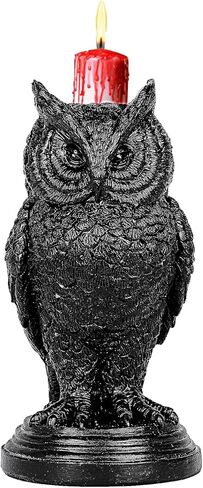 Halloween Gothic Owl Candle Stick Tea Light Candle Holder Black Raven Skull Candle Halloween Home Decor Accessory in Kuwait