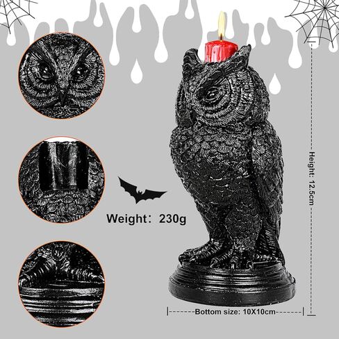 Halloween Gothic Owl Candle Stick Tea Light Candle Holder Black Raven Skull Candle Halloween Home Decor Accessory in Kuwait