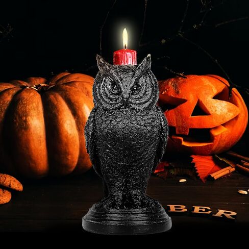 Halloween Gothic Owl Candle Stick Tea Light Candle Holder Black Raven Skull Candle Halloween Home Decor Accessory in Kuwait