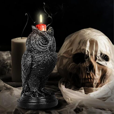 Halloween Gothic Owl Candle Stick Tea Light Candle Holder Black Raven Skull Candle Halloween Home Decor Accessory in Kuwait