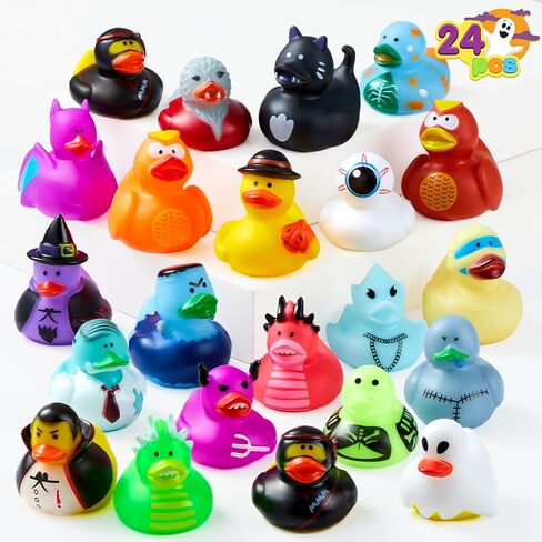 JOYIN 24 PCS Halloween Adorable Floating Rubber Ducks, Halloween Style Design Ducks Toys for Kids Trick or Treat Supplies, Goodie Bag Fillers, Party Favors, Halloween Themed Bathtub Toys in Saudi Arabia