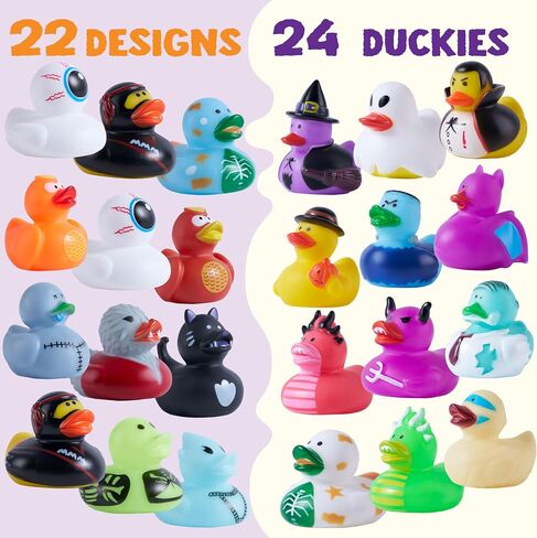JOYIN 24 PCS Halloween Adorable Floating Rubber Ducks, Halloween Style Design Ducks Toys for Kids Trick or Treat Supplies, Goodie Bag Fillers, Party Favors, Halloween Themed Bathtub Toys in Saudi Arabia