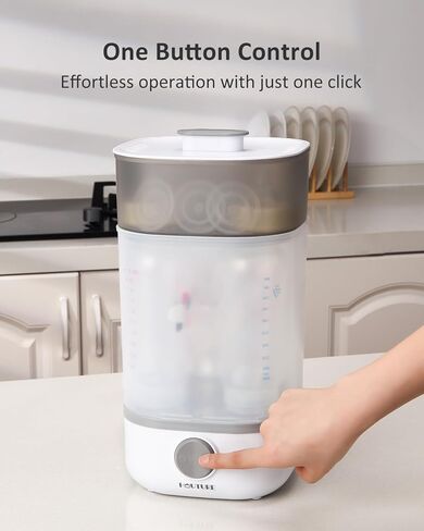 معقم زجاجات الأطفال | Esterilizador de Biberones، مطهر زجاجات صغير الحجم من HAUTURE، معقم سريع بزر واحد للتحكم في زجاجات البخار الكهربائية لزجاجات الأطفال واللهايات وملحقات المضخة in Kuwait