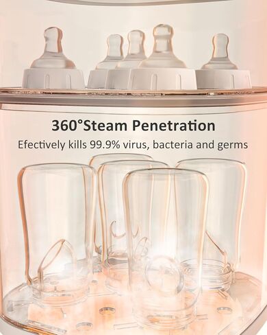معقم زجاجات الأطفال | Esterilizador de Biberones، مطهر زجاجات صغير الحجم من HAUTURE، معقم سريع بزر واحد للتحكم في زجاجات البخار الكهربائية لزجاجات الأطفال واللهايات وملحقات المضخة in Kuwait