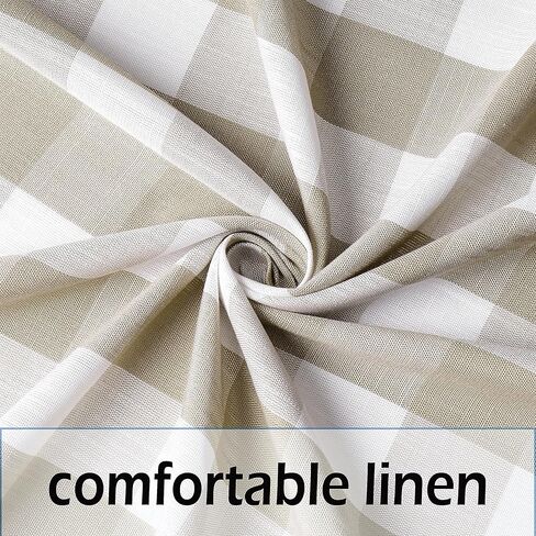 Amzdecor Buffalo Plaid Grommet Curtains 84 Inch Length, Green Semi-Sheer Gingham Check Farmhouse Rustic Textured Curtains Drapery for Living Room Bedroom,2 Panels （40" x 84",Green & White） in Kuwait