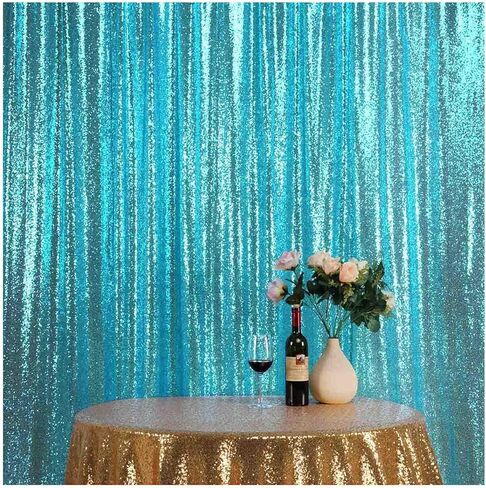 Sequence Backdrop Curtain Panel 2 Pieces 2FTx8FT Apple Green Shimmer Wall for Photo Booth Parties Youbube Wedding Pocket 2x8ft-2Pieces SFC-2x8ft Apple Green 1226 in Saudi Arabia