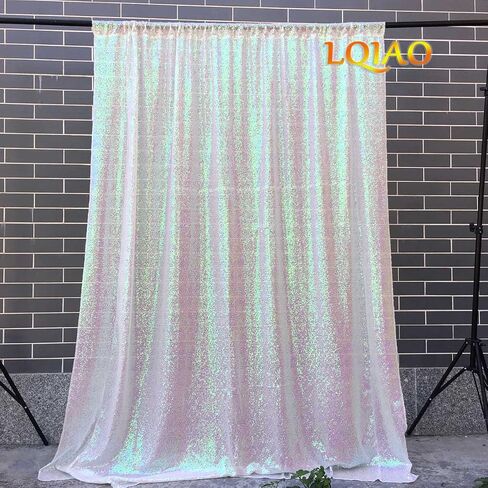 LQIAO 4FTX10FT الذهب لامع الترتر النسيج الخلفيات الزفاف صور بوث الترتر الستار الستائر لوحات التصوير خلفية الديكور in Kuwait