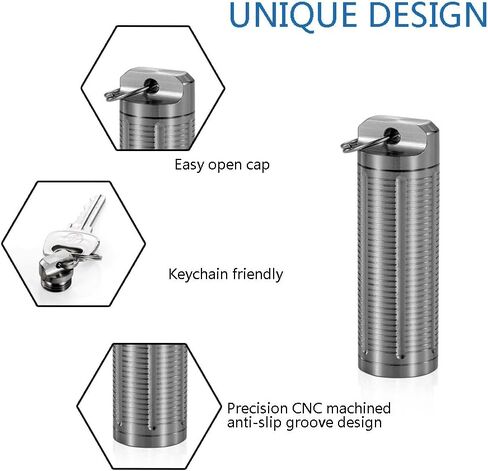 TI-EDC Titanium Pill Holder Keychain Key Ring Pill Container Holds Aspirin Nitroglycerin Nitro Other Medication, Slim Pill Fob for Travel Men in Saudi Arabia