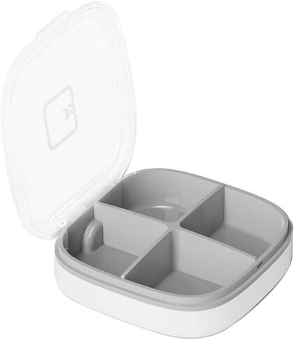 علبة حبوب دواء صغيرة مكونة من 4 أقسام، منظم حامل حبوب السفر، صندوق خالٍ من مادة BPA (أبيض، 4 شبكات) in Kuwait