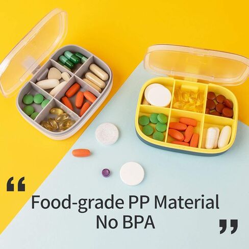 علبة حبوب دواء صغيرة مكونة من 4 أقسام، منظم حامل حبوب السفر، صندوق خالٍ من مادة BPA (أبيض، 4 شبكات) in Kuwait