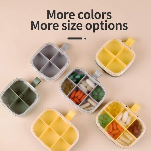 علبة حبوب دواء صغيرة مكونة من 4 أقسام، منظم حامل حبوب السفر، صندوق خالٍ من مادة BPA (أبيض، 4 شبكات) in Kuwait