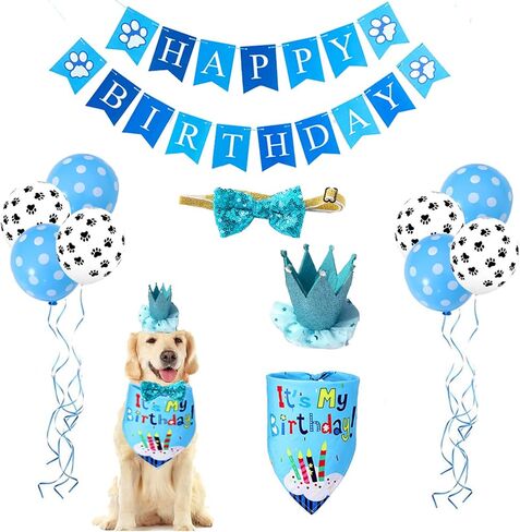 Petank Dog Birthday Party Decorations,Pet Birthday Party Supplies With Cute Pink Tutu Skirt Outfit,Happy Birthday Banner,Crown Hat for Dog Birthday Set (Pink) in Saudi Arabia