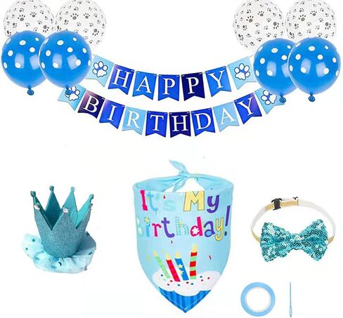 Petank Dog Birthday Party Decorations,Pet Birthday Party Supplies With Cute Pink Tutu Skirt Outfit,Happy Birthday Banner,Crown Hat for Dog Birthday Set (Pink) in Saudi Arabia