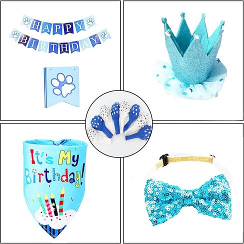 Petank Dog Birthday Party Decorations,Pet Birthday Party Supplies With Cute Pink Tutu Skirt Outfit,Happy Birthday Banner,Crown Hat for Dog Birthday Set (Pink) in Saudi Arabia