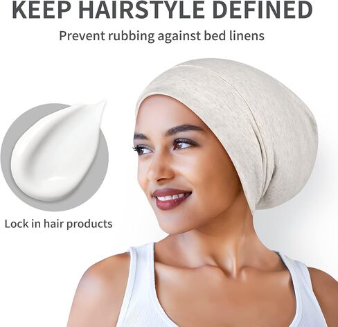 Satin Lined Hair Bonnet for Sleeping, Sleep Cap for Women and Men with Adjustable Strap, Stay On All Night Hair Wrap, Black, Pack of 1 in Saudi Arabia