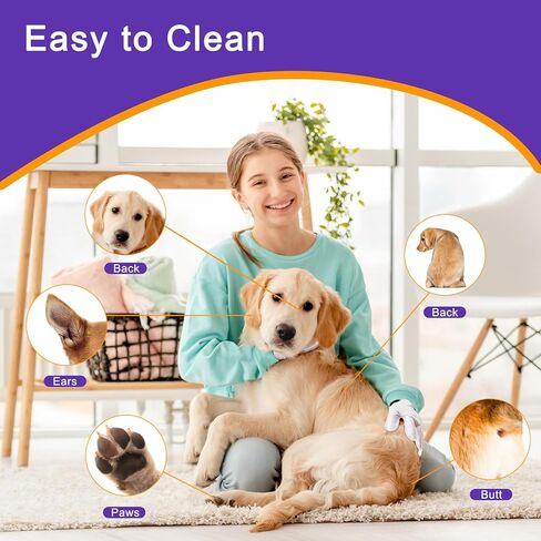 مستلزمات حمام الكلاب من لوباكا، مناديل مبللة للحيوانات الأليفة بدون شطف، قفازات تنظيف وإزالة الروائح الكريهة، قفازات استحمام للحيوانات الأليفة مناديل للعناية اليومية والسفر، لا تسبب الحساسية - 10 قطع in Kuwait