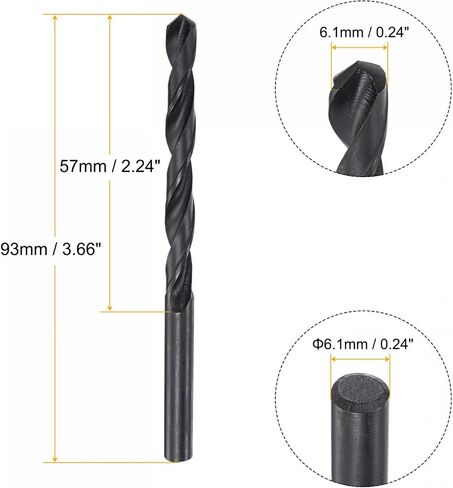 uxcell 6542 High Speed Steel Straight Shank Twist Jobber Drill Bit, Fully Ground Black Oxide Drill Bits 9.2mm Drill Diameter 125mm Total Length 1 Pcs in Saudi Arabia