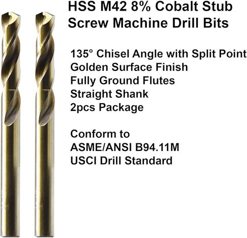 MAXTOOL 11/64" 2pcs Screw Machine Stub Twist Drill Bit HSS M42 8% Cobalt Fully Ground; SMF42G10R11P2 in Saudi Arabia