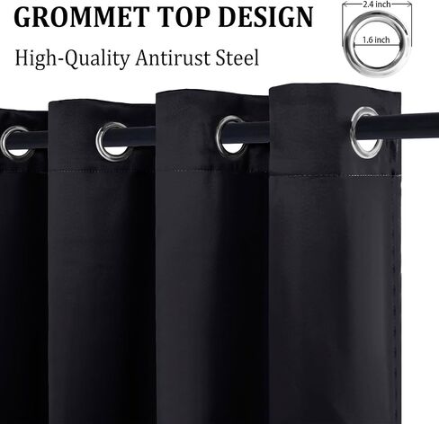 DWCN 100% White Blackout Curtains Short, Double Layer Heat and Full Light Blocking Noise Reducing Grommet Window Curtain Drapes with Black Liner for Kitchen 38 x 54 Inch (2 Panels) in Saudi Arabia