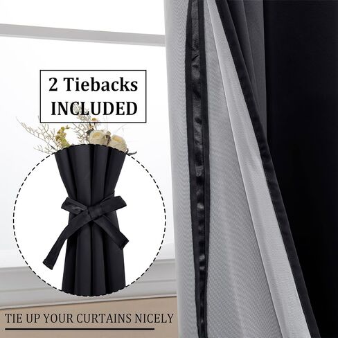 DWCN 100% White Blackout Curtains Short, Double Layer Heat and Full Light Blocking Noise Reducing Grommet Window Curtain Drapes with Black Liner for Kitchen 38 x 54 Inch (2 Panels) in Saudi Arabia