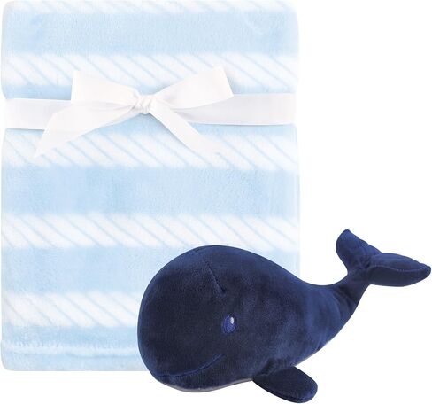 بطانية قطيفة للأطفال من الجنسين من هدسون بيبي، وبطانية أمان ومجموعة ألعاب، حوت صبي، مقاس واحد in Kuwait