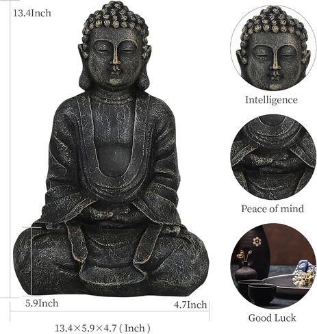 تمثال بوذا زن الديكور 11 بوصة التأمل بوذا ديكور للمنزل مكتب دراسة رف الكتب in Kuwait